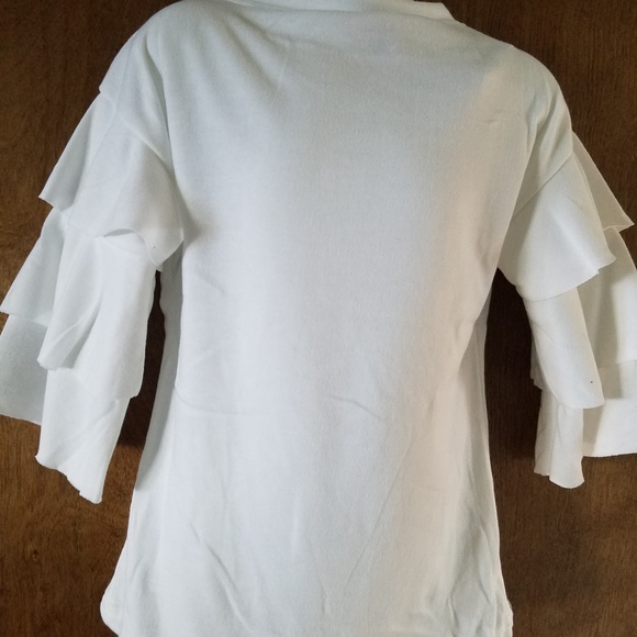 Girls Jean Skirt with White Ruffle Sleeve Top 5-6 - Picture 2 of 6